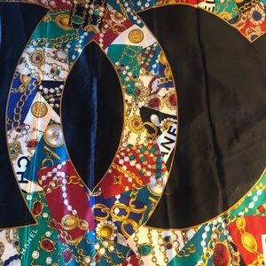 Chanel Authentic Collectable CC Logo Vintage Rare XL Scarf/Wrap Dramatic